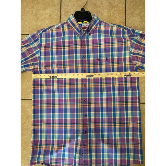 VTG George Strait Wrangler plaid shirt sleeve button down shirt Mens Size XL - Picture 5 of 7